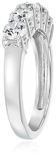 Amazon Essentials Platinum-Plated Sterling Silver Round-Cut 5-Stone Ring made with Infinite Elements Cubic Zirconia (1.25 cttw), Size 6 (previously Amazon Collection)