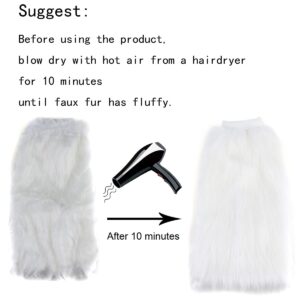 Faux Fur Leg Warmer,Warm Soft Cozy Fuzzy Leg Warmer Boot Cuff Cover for Women Party Costumes