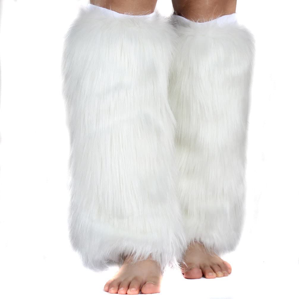 Faux Fur Leg Warmer,Warm Soft Cozy Fuzzy Leg Warmer Boot Cuff Cover for Women Party Costumes