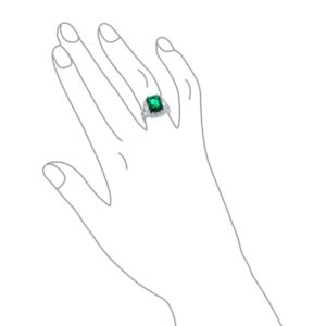 Bling Jewelry 7CT Cubic Zirconia CZ Pave Rectangle Green Simulated Emerald Cut Statement Fashion Ring For Women Silver Plated Brass