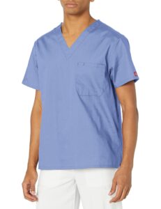 dickies men's big and tall signature v-neck scrubs shirt, ceil blue, xxxxx-large