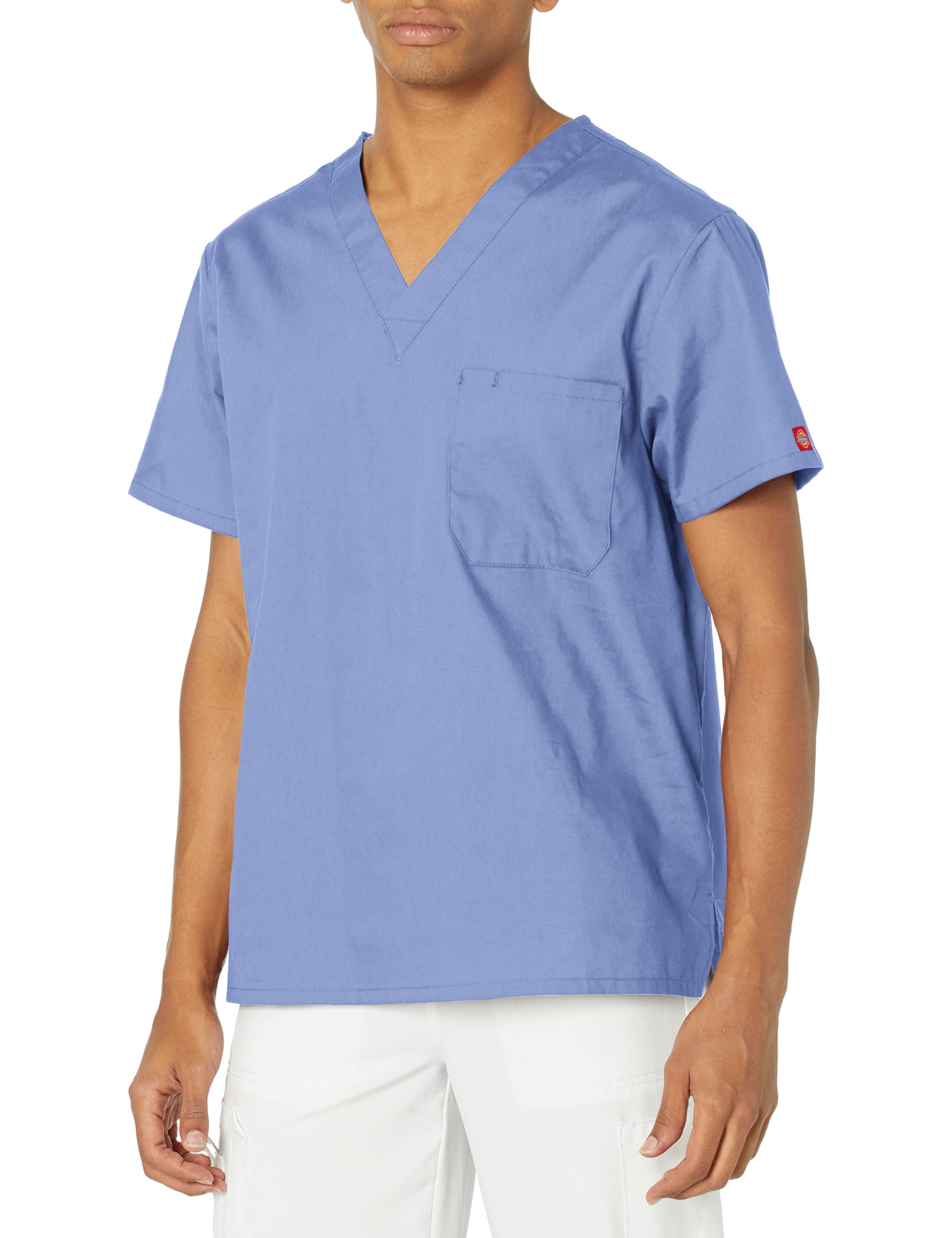 Dickies Men's Big and Tall Signature V-Neck Scrubs Shirt, Ceil Blue, XXXXX-Large