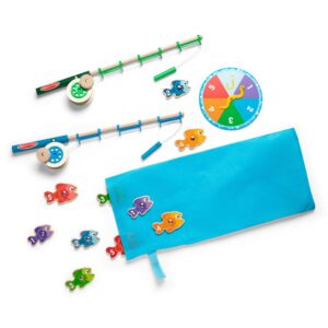 melissa & doug catch & count wooden fishing game with 2 magnetic rods