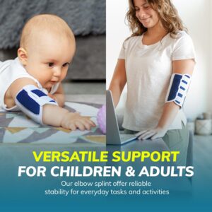 BraceAbility Elbow Stabilizer Brace | Elbow Immobilizer Splint & Arm Straightener for Sleeping at Night to Treat Inflammation, Injuries, Fractures, Cubital Tunnel & Ulnar Nerve Pain (Medium)