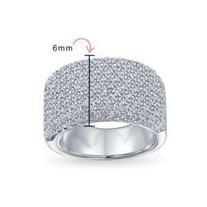 Personalized Micro Pave AAA Cubic Zirconia Cocktail Anniversary Wide CZ Pave Anniversary Statement 1/2 Eternity Wedding Band Ring For Women .925 Sterling Silver Customizable