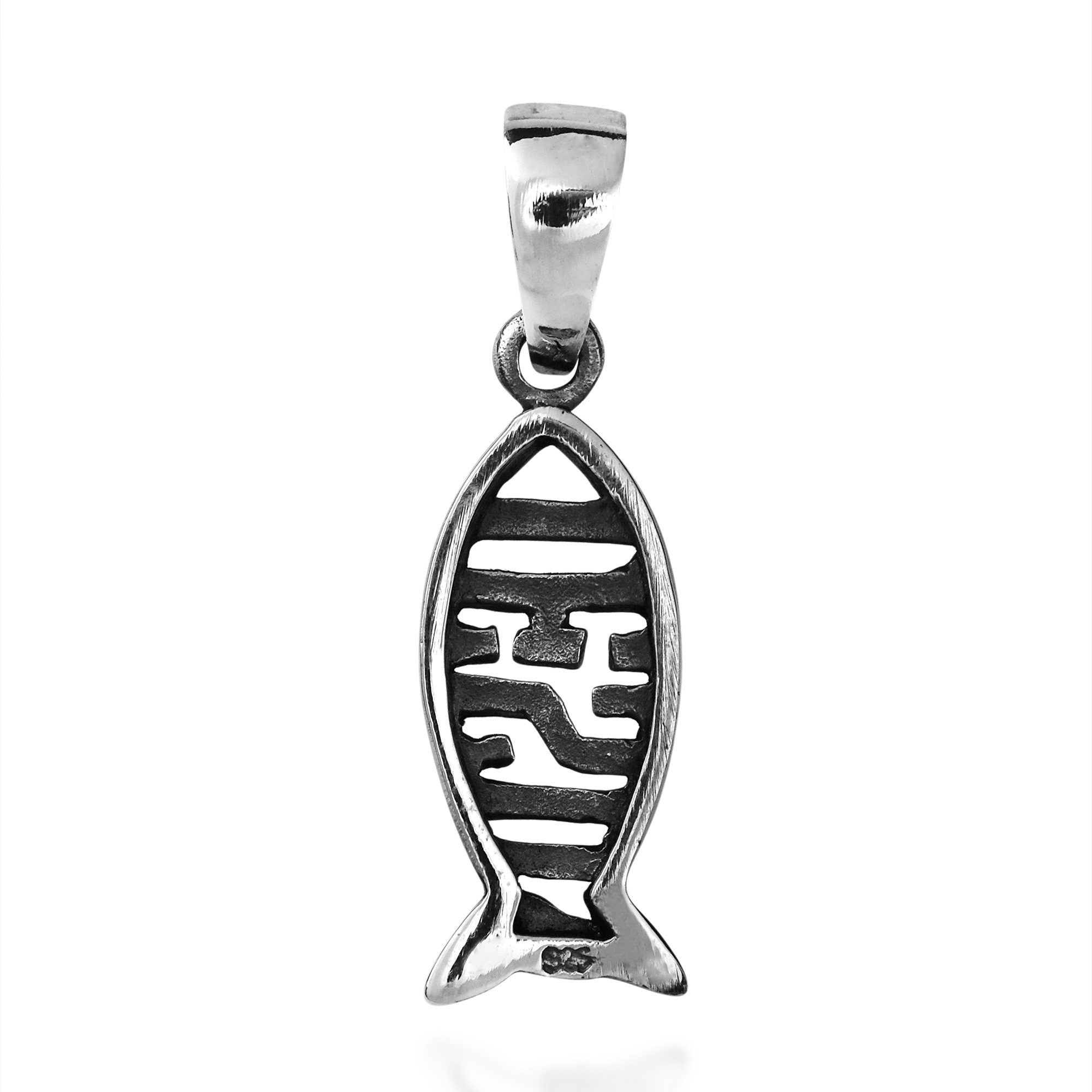 AeraVida Jesus Fish Ichthys Christian Symbol .925 Silver Pendant or Charm