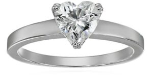 amazon collection platinum-plated silver heart-shape (1.5 cttw) solitaire ring made with infinite elements cubic zirconia, size 6