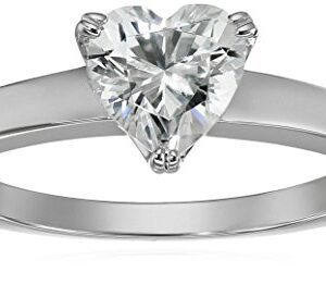 Amazon Collection Platinum-Plated Silver Heart-Shape (1.5 cttw) Solitaire Ring made with Infinite Elements Cubic Zirconia, Size 6