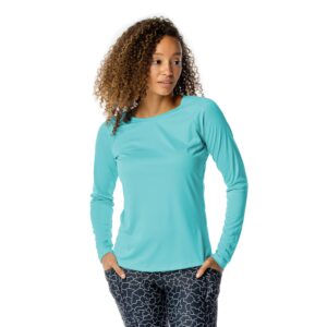 vapor apparel women’s upf 50+ uv sun protection long sleeve performance regular fit t-shirt for sports and outdoor, x-large, water blue