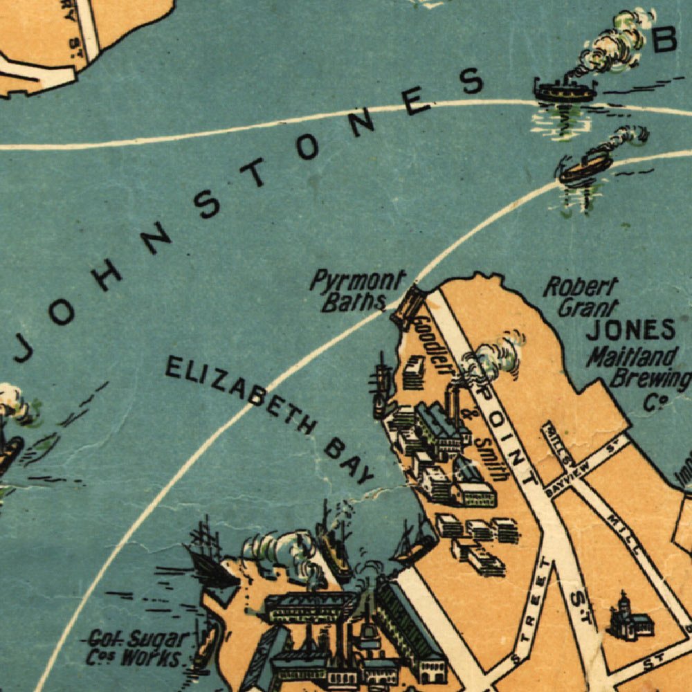 Antiguos Maps - Robinson's Aeroplane Map of Sydney Australia - Measures 24 in x 36 in (610 mm x 915 mm)