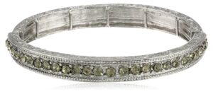 signature 1928 "signature marcasite" silver-tone black diamond crystal stretch bracelet, 7"