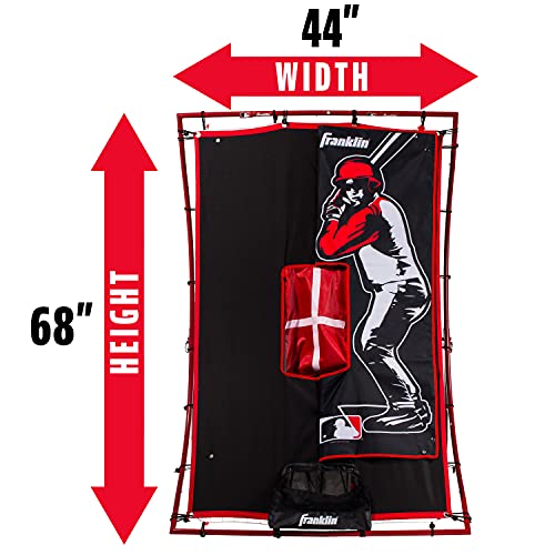 Franklin Sports Unisex Youth Return Franklin Sports Baseball Pitching Target and Rebounder Net 2 in 1 Pitch Trainer Pitchback Net , Red, 68 x 44 US