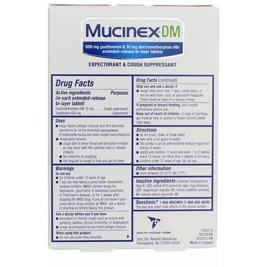 Mucinex DM 12-Hour Expectorant and Cough Suppressant Tablets, 20 Count (Pack of 6)