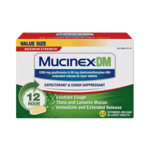 Mucinex DM Maximum Strength 12-Hour Expectorant and Cough Suppressant Tablets, 42 ct (Pack of 6)