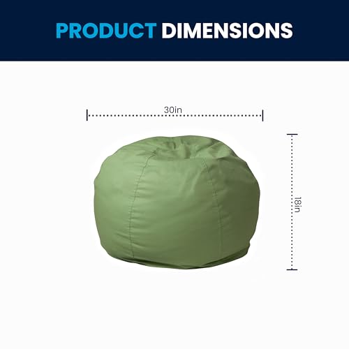 Flash Furniture Dillon Small Bean Bag Chair for Kids and Teens, Foam-Filled Beanbag Chair with Machine Washable Cover, Green