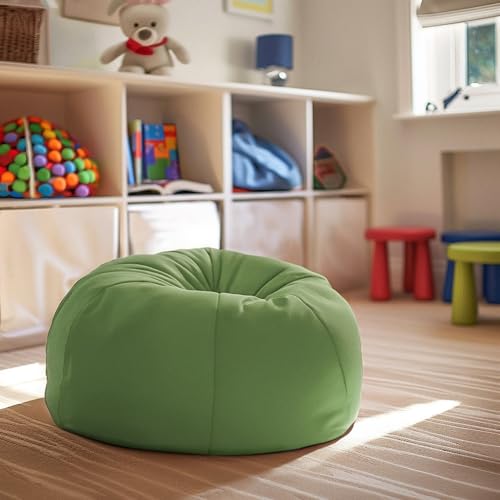 Flash Furniture Dillon Small Bean Bag Chair for Kids and Teens, Foam-Filled Beanbag Chair with Machine Washable Cover, Green