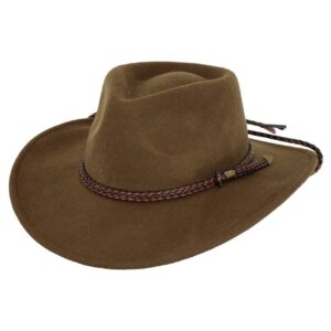 Outback Trading Company Men's Standard 1392 Broken Hill UPF 50 Water-Resistant Crushable Australian Wool Western Cowboy Hat, Brown, Large