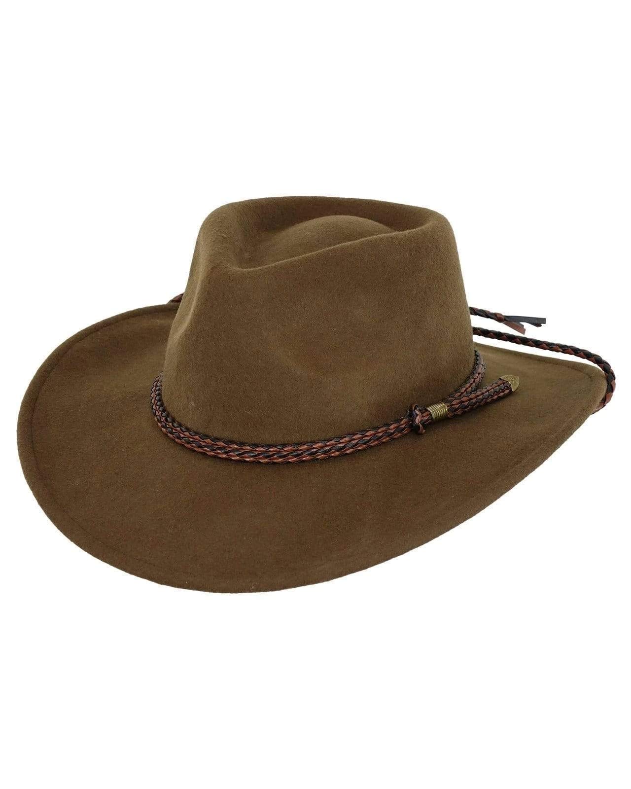 Outback Trading Company Men's Standard 1392 Broken Hill UPF 50 Water-Resistant Crushable Australian Wool Western Cowboy Hat, Brown, Large