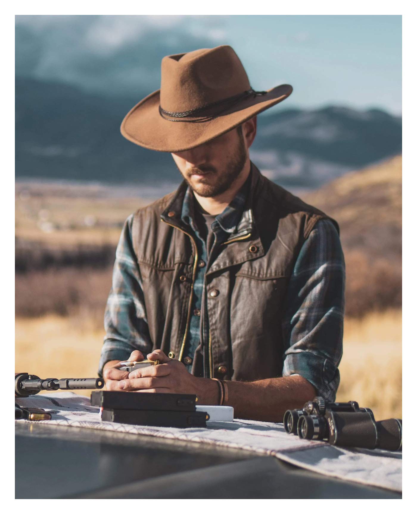 Outback Trading Company Men's Standard 1392 Broken Hill UPF 50 Water-Resistant Crushable Australian Wool Western Cowboy Hat, Brown, Large