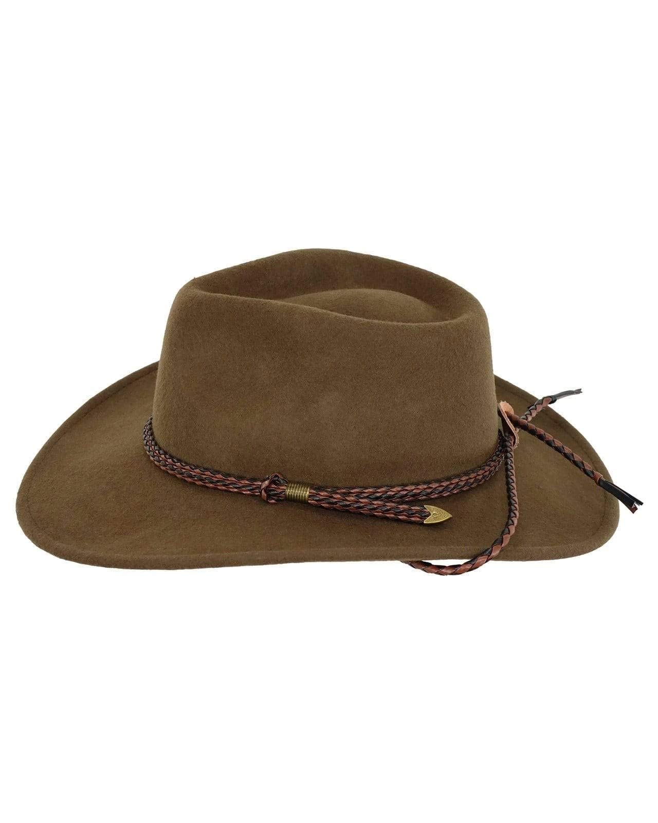 Outback Trading Company Men's Standard 1392 Broken Hill UPF 50 Water-Resistant Crushable Australian Wool Western Cowboy Hat, Brown, Large