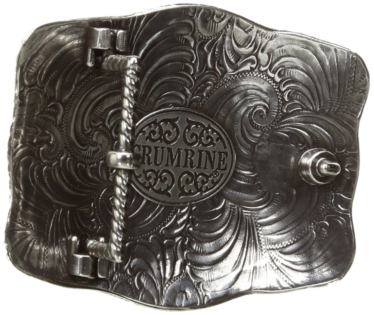 Nocona Men's Crumrine Silver Bison Scaloped Buckle, One Size