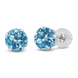 gem stone king 14k gold gemstone birthstone solitaire stud earrings | round 6mm | gold earrings for women