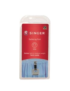 singer | gathering presser foot for low-shank sewing machines, simutaneously trims & hems edges, zig-zag and over-edge stitches - sewing made easy