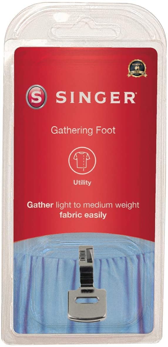 SINGER | Gathering Presser Foot for Low-Shank Sewing Machines, Simutaneously Trims & Hems Edges, Zig-Zag and Over-Edge Stitches - Sewing Made Easy