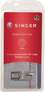 singer | narrow rolled hem foot for low-shank sewing machines, 1/8 inch hem, light to medium weight fabrics, couch over narrow cord - sewing made easy