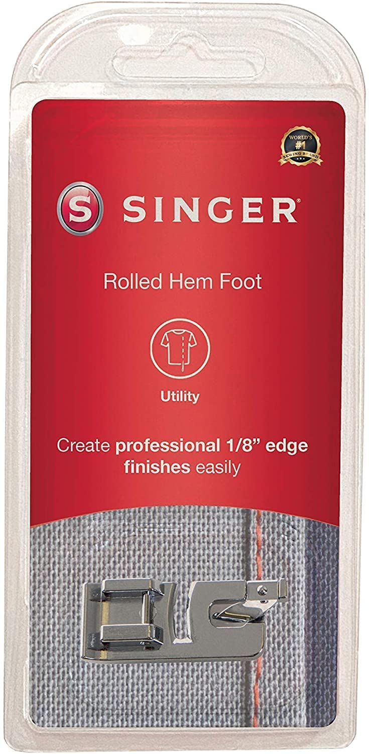 SINGER | Narrow Rolled Hem Foot for Low-Shank Sewing Machines, 1/8 Inch Hem, Light to Medium Weight Fabrics, Couch Over Narrow Cord - Sewing Made Easy