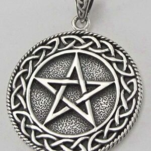 Moonlight Mysteries Celtic Knot Large Pentacle Pendant - .925 Sterling Silver Wiccan Pagan Jewelry for Men and Women (1 1/8" diameter)