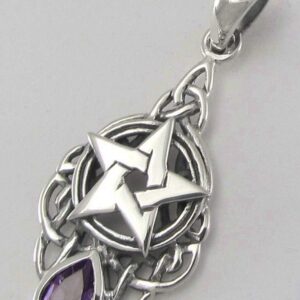 Moonlight Mysteries Amethyst Pentacle Pendant - .925 Sterling Silver Witch Pentagram Jewelry For Women