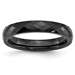 Ceramic Engravable Black 4mm Faceted Polished Band Ring Size 7 Jewelry for Women