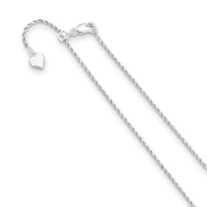 1.2mm 925 Sterling Silver Polished Lobster Claw Closure Adjustable Rope Chain Necklace 30 Inch Jewelry for Women