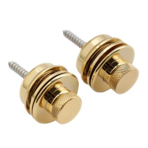 Musiclily Flat Head Guitar Big Strap Locks System Schaller-Style Straplocks Parts for Electric Acoustic Guitar Bass,Gold(Pack of 2)