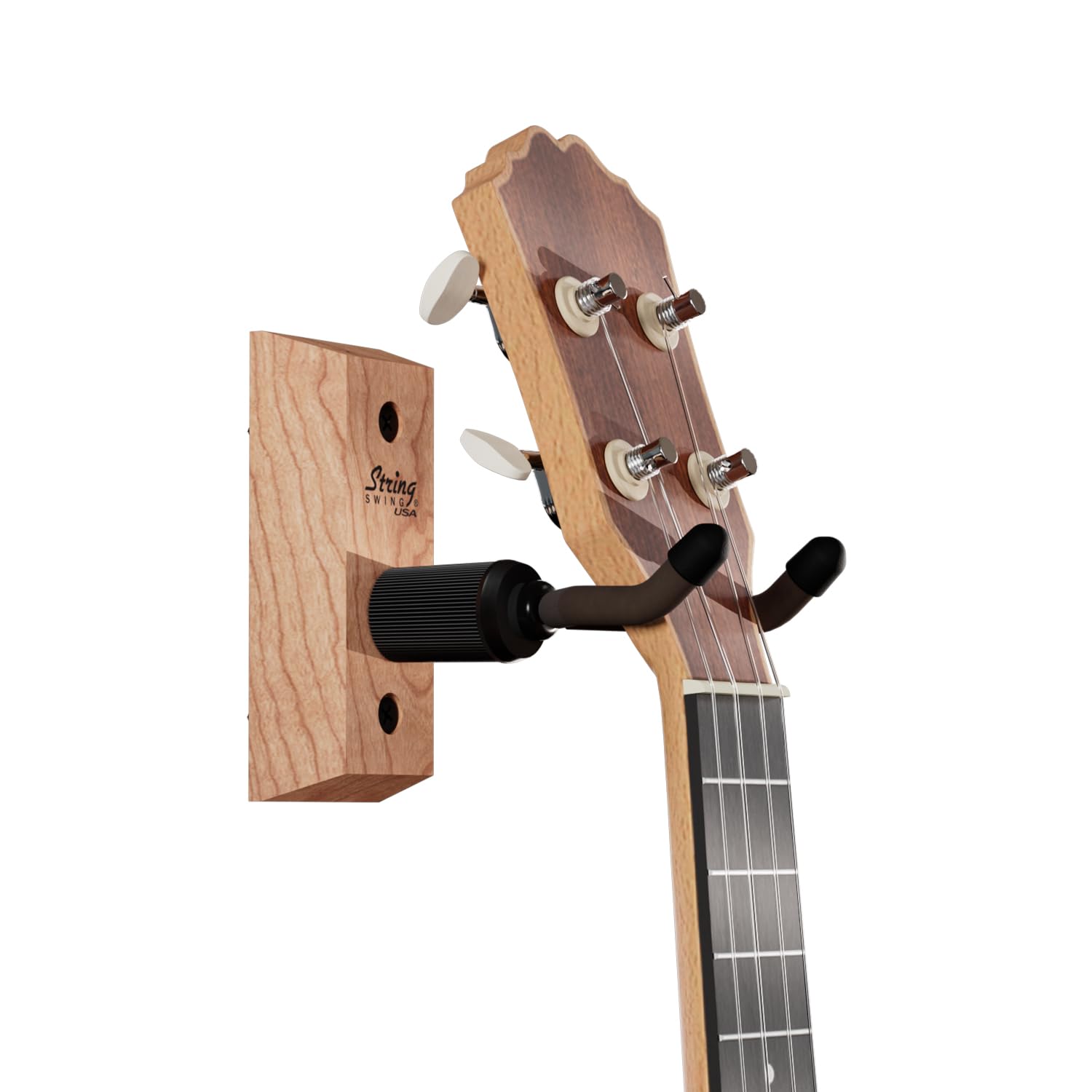 String Swing Ukulele Wall Mount Stand for Mandolin Uke Concert Pineapple Soprano Tenor and Baritone Compatible Case Alternative Kit for Home or Studio – Cherry Hardwood