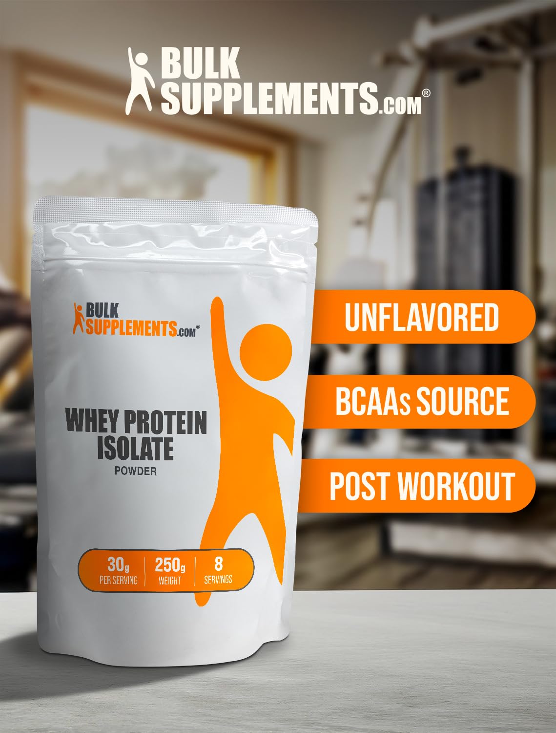 BulkSupplements.com Whey Protein Isolate Powder - Unflavored Protein Powder, Whey Isolate Protein Powder - Whey Protein Powder, Gluten Free, 30g per Serving, 250g (8.8 oz) (Pack of 1)