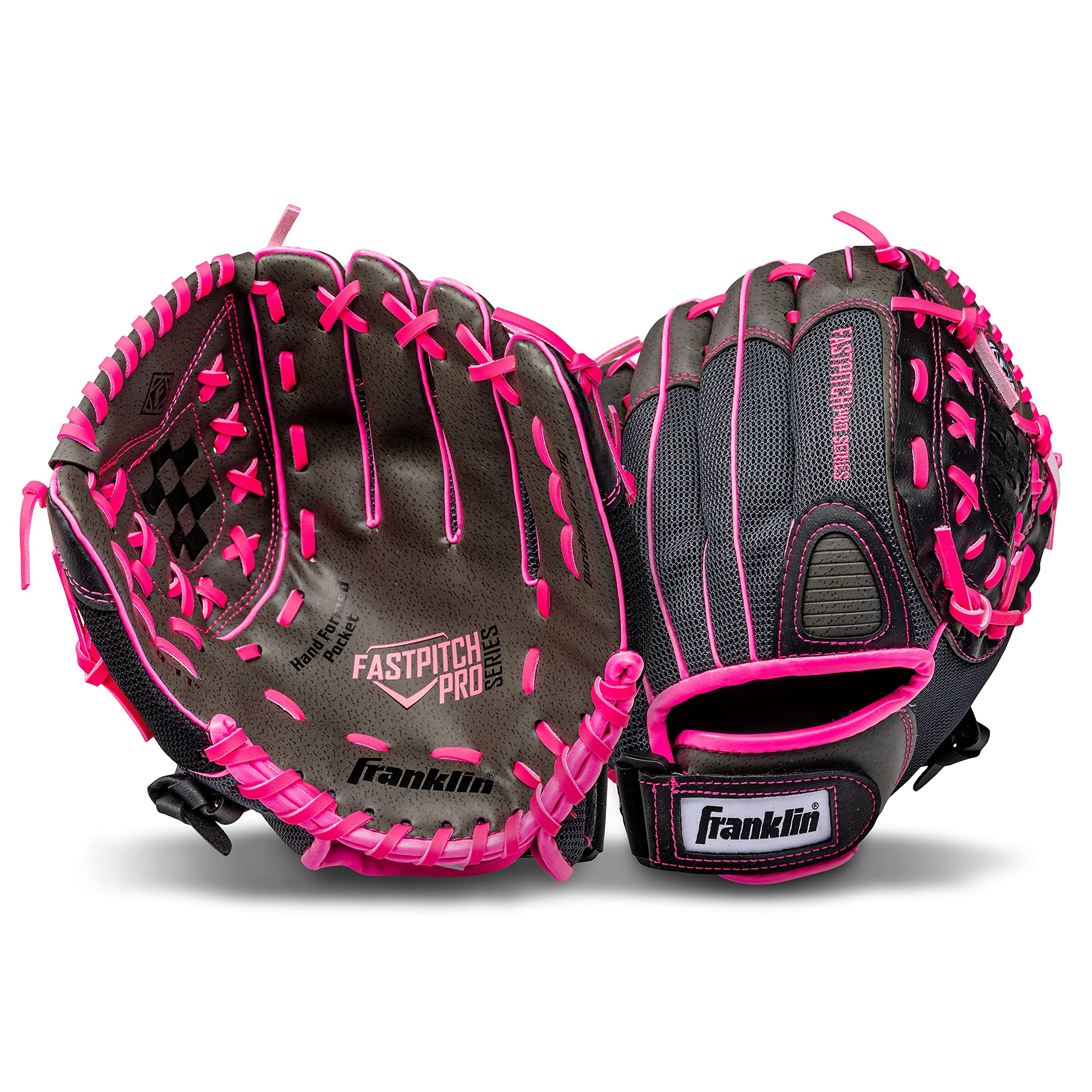 Franklin Sports Softball Glove - Left and Right Handed Softball Windmill Fastpitch Pro Series Adult and Youth Fielding Glove - 12 Inch Right Hand Throw - Pink