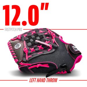 Franklin Sports Softball Glove - Left and Right Handed Softball Fielding Glove - Windmill Fastpitch Pro Series - Adult and Youth Fielding Glove - 12 Inch Left Hand Throw - Pink