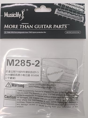 Musiclily Guitar Mini Size Pots B500K Split Knurled Long Split 18mm Shaft Linear Taper Potentiometers for Stratocaster and Telecaster Guitar Bass Parts(Pack of 2)