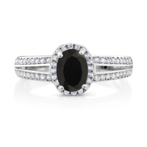 Gem Stone King 925 Sterling Silver Black Onyx Ring | 0.99 Cttw | Oval 7X5MM | Gemstone Birthstone | Wedding Engagement Anniversary Promise Ring For Women | Available In Size 5, 6, 7, 8, 9