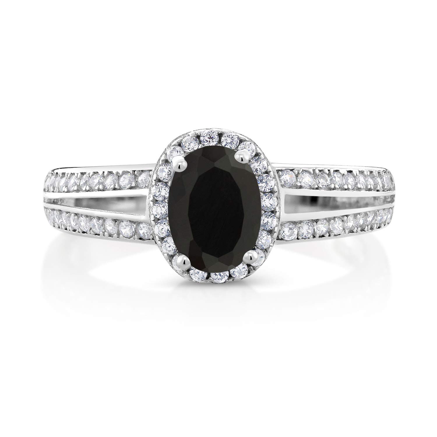 Gem Stone King 925 Sterling Silver Black Onyx Ring | 0.99 Cttw | Oval 7X5MM | Gemstone Birthstone | Wedding Engagement Anniversary Promise Ring For Women | Available In Size 5, 6, 7, 8, 9