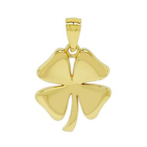 gold four leaf clover charm - 10 karat solid gold - shamrock pendant - good luck charm necklace - irish shamrock (style 1)