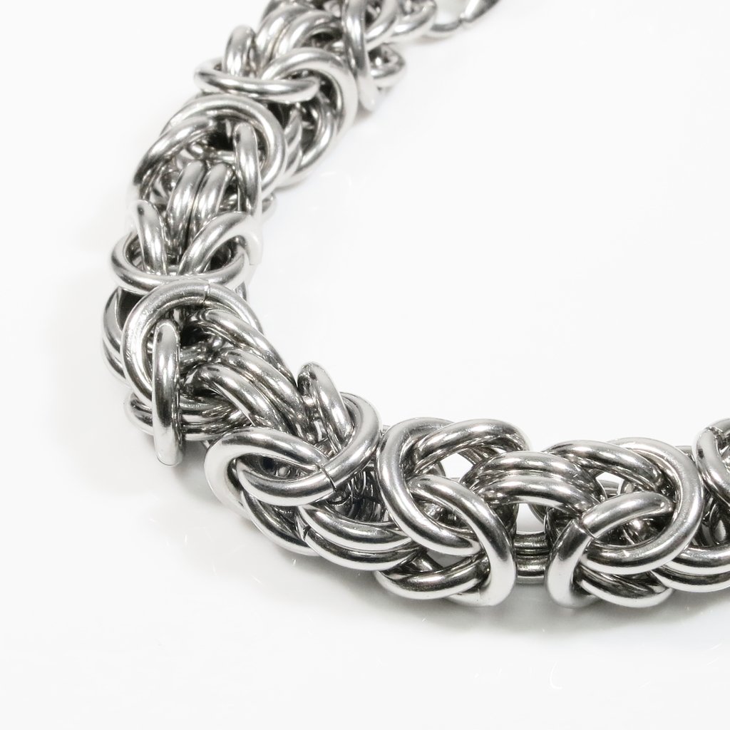 Stainless Steel Round Byzantine Chain Bracelet 8mm 9inch