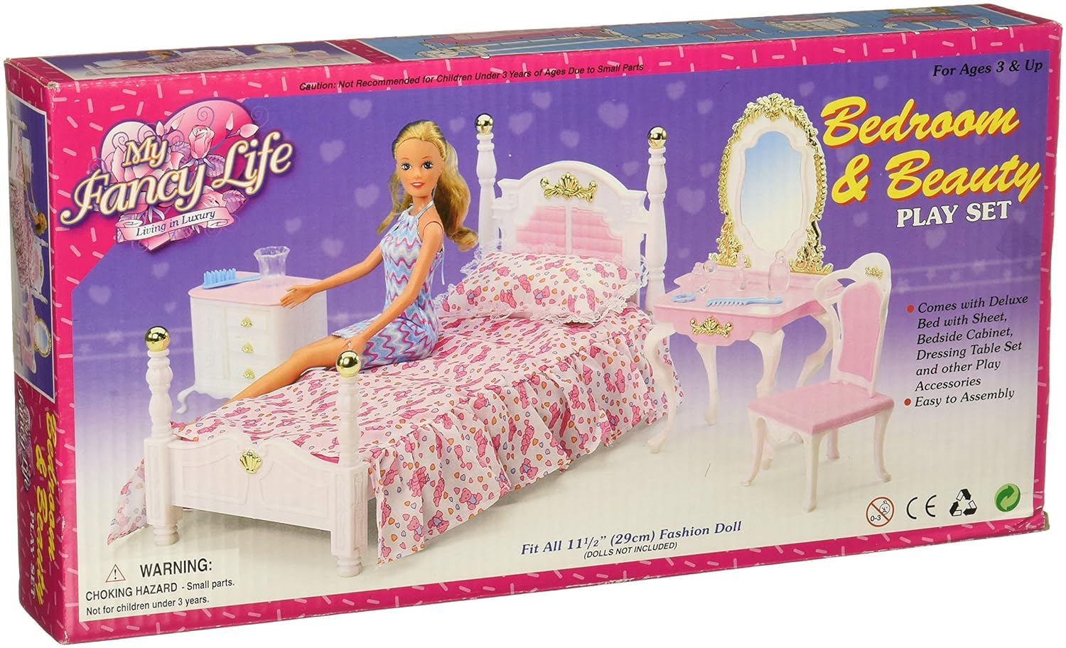 My Fancy Life Dollhouse Furniture Bed Room and Beauty Play Set