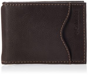 columbia men's leather front pocket wallet card holder for travel