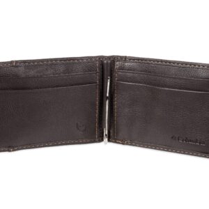 Columbia Men's Leather Front Pocket Wallet Card Holder for Travel