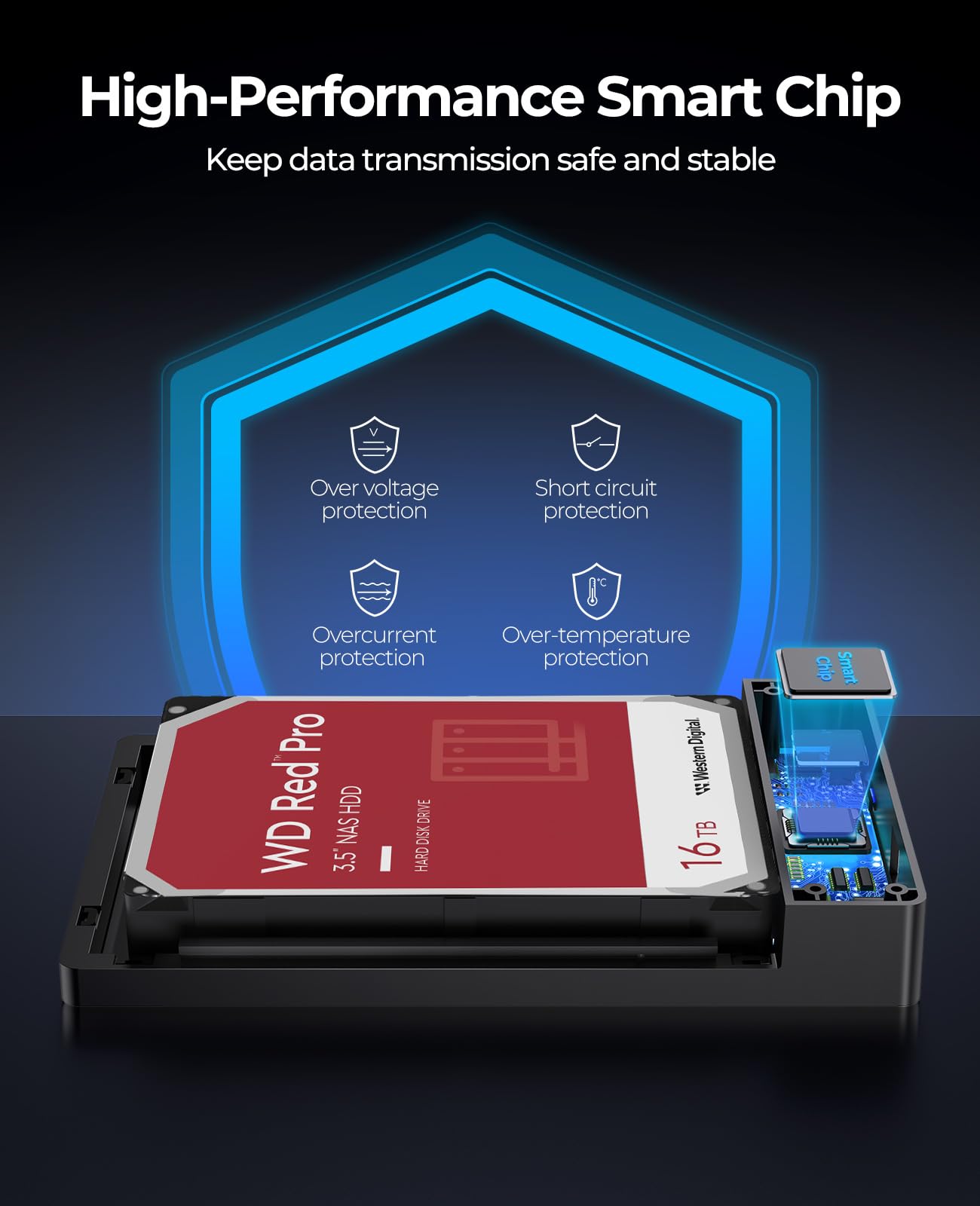 ORICO USB 3.0 External Hard Drive Enclosure for 3.5/2.5 Inch SATA Hard Drives/SSD Up to 20 TB, 3.5'' Tool-Free HDD Enclosure with 12V/2A Power Supply and UASP Acceleration (3588US3)