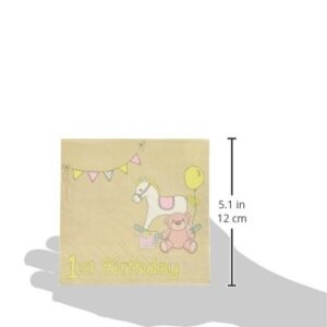 Ginger Ray 1st Party Paper Napkins Rock a Bye Baby First Birthday, 16 Pack