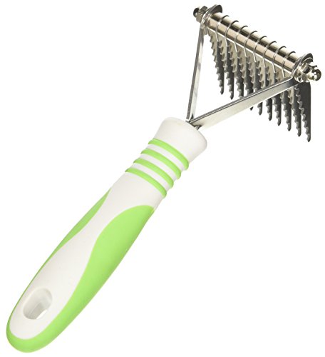 Andis 66050 De-Matting Rake with 10 Blades - Grooming Brush with Safety Edges & Promotes Healthy Skin & Coat - Non-Slip Handle, De-Shedding & Perfect for Long-Haired Breeds, Green, 7.5", 1 Pack